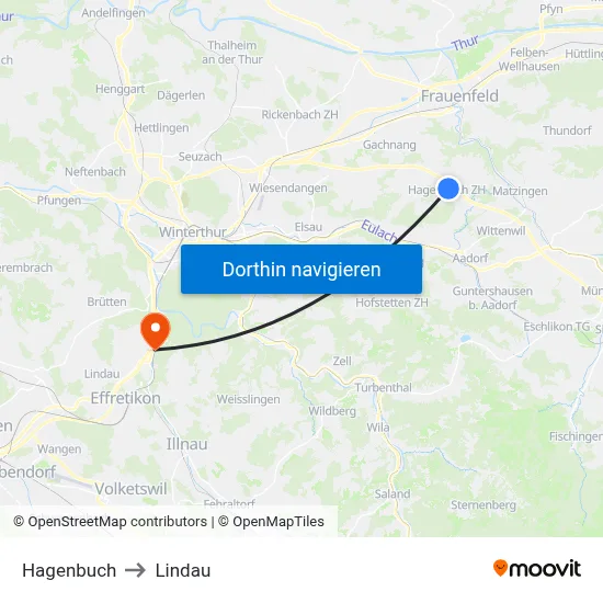 Hagenbuch to Lindau map