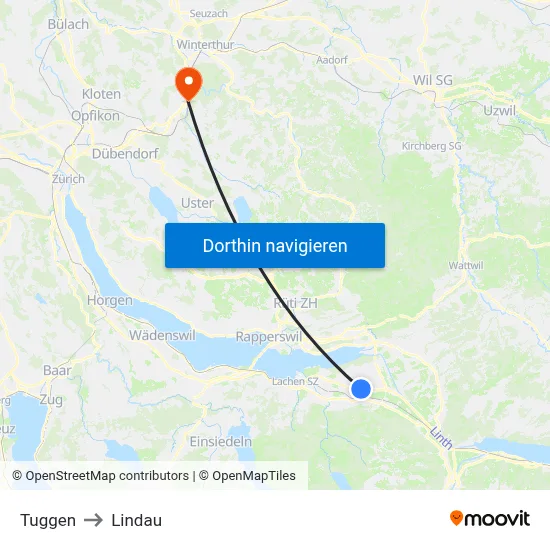 Tuggen to Lindau map