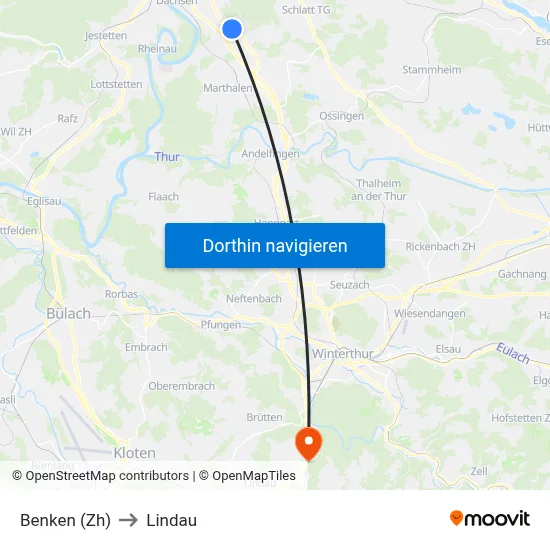 Benken (Zh) to Lindau map