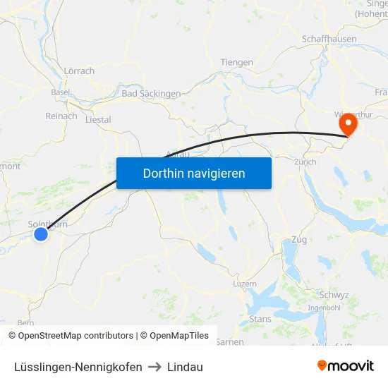 Lüsslingen-Nennigkofen to Lindau map