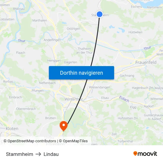 Stammheim to Lindau map