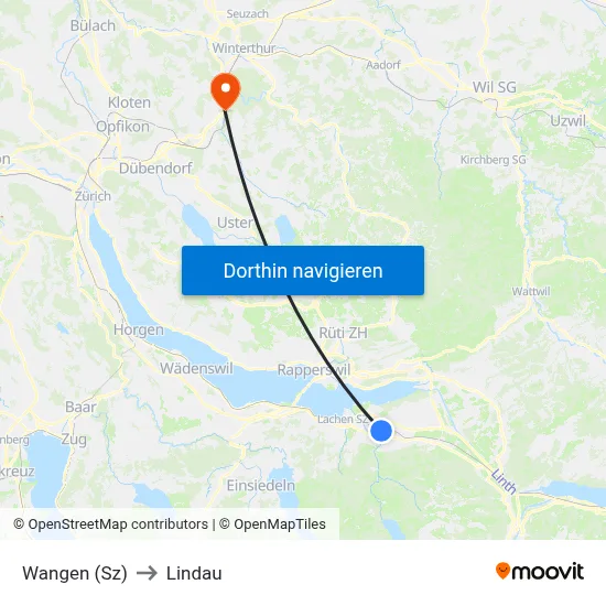 Wangen (Sz) to Lindau map