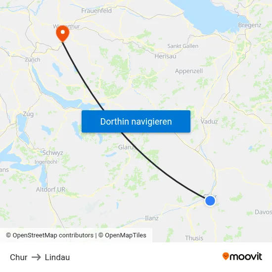 Chur to Lindau map