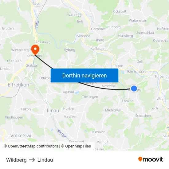 Wildberg to Lindau map