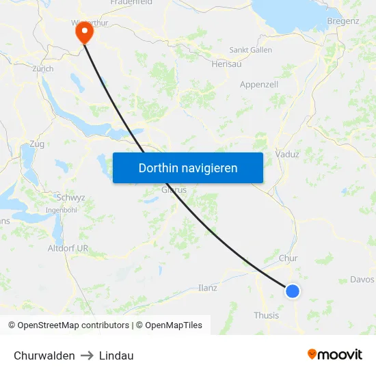 Churwalden to Lindau map