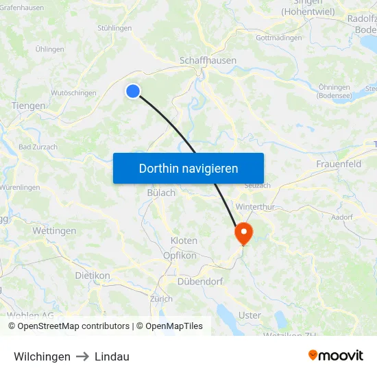 Wilchingen to Lindau map