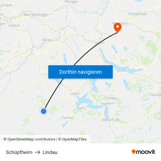 Schüpfheim to Lindau map