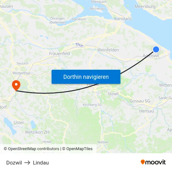 Dozwil to Lindau map