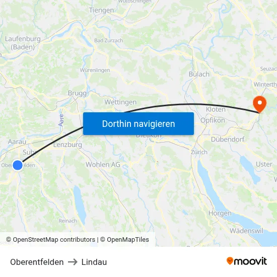 Oberentfelden to Lindau map