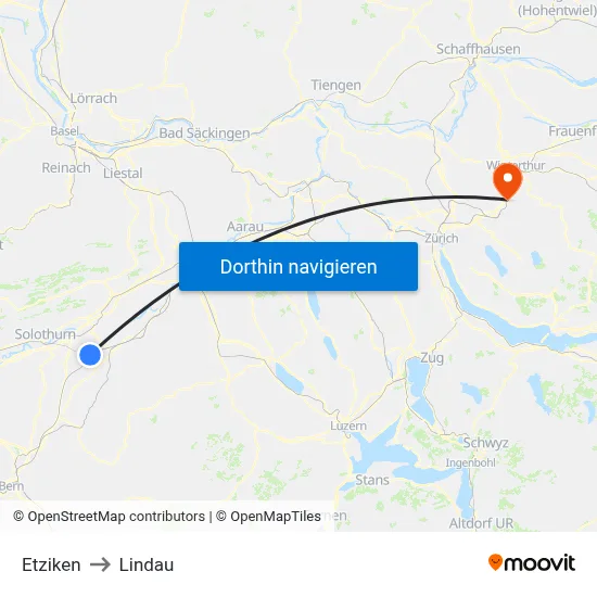 Etziken to Lindau map
