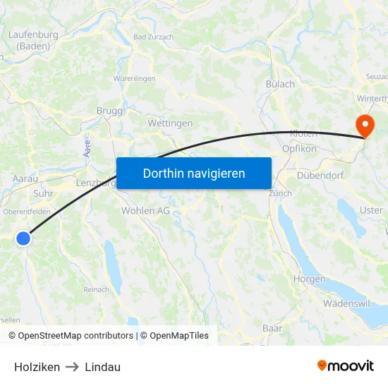 Holziken to Lindau map
