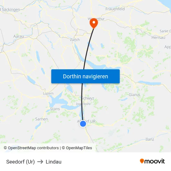Seedorf (Ur) to Lindau map