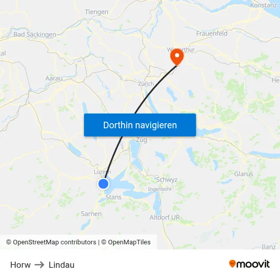 Horw to Lindau map