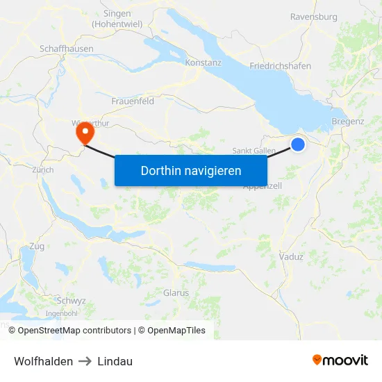 Wolfhalden to Lindau map