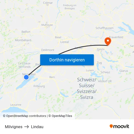 Milvignes to Lindau map