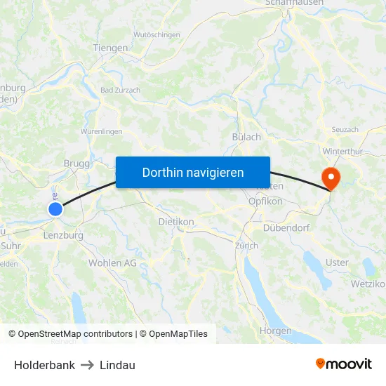 Holderbank to Lindau map