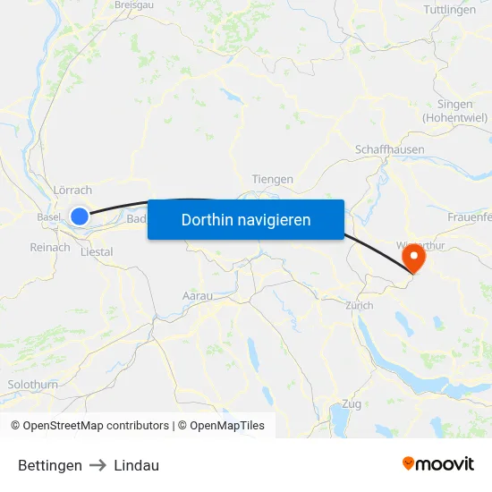 Bettingen to Lindau map