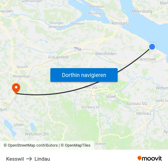 Kesswil to Lindau map