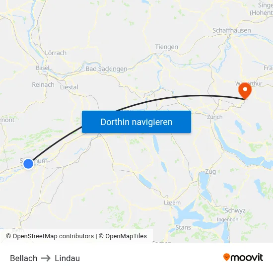 Bellach to Lindau map