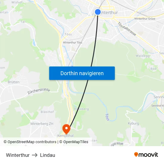Winterthur to Lindau map