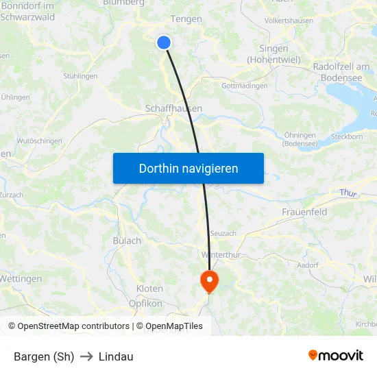 Bargen (Sh) to Lindau map