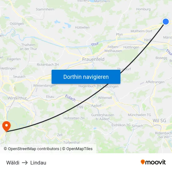 Wäldi to Lindau map