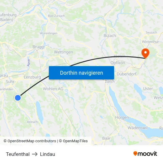 Teufenthal to Lindau map