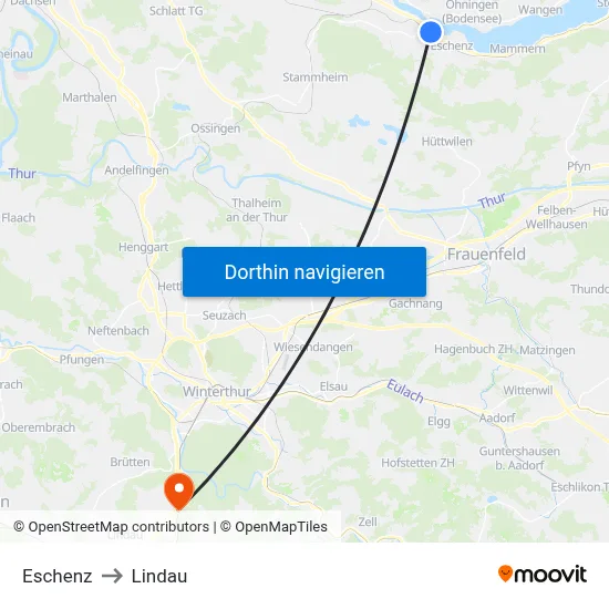Eschenz to Lindau map