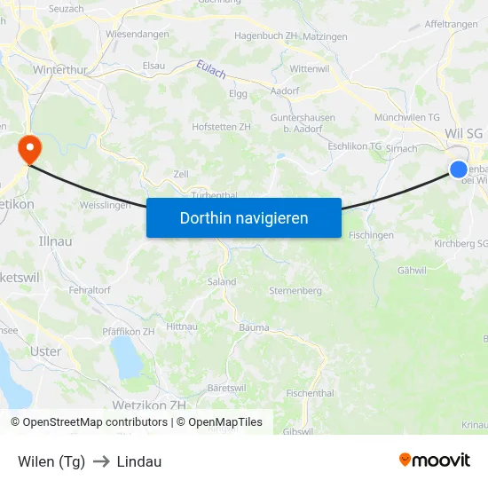 Wilen (Tg) to Lindau map