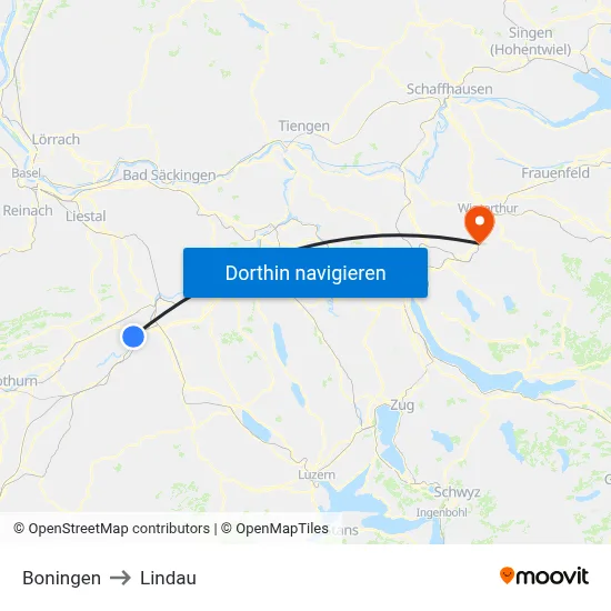 Boningen to Lindau map