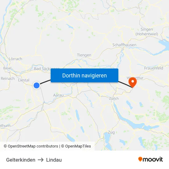 Gelterkinden to Lindau map