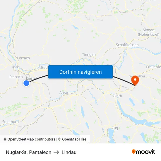 Nuglar-St. Pantaleon to Lindau map