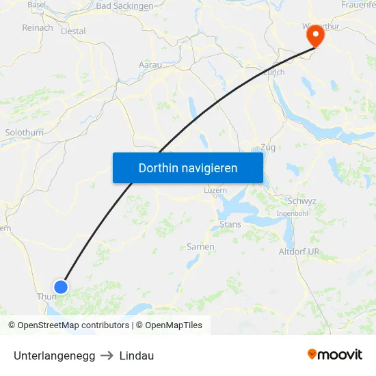Unterlangenegg to Lindau map