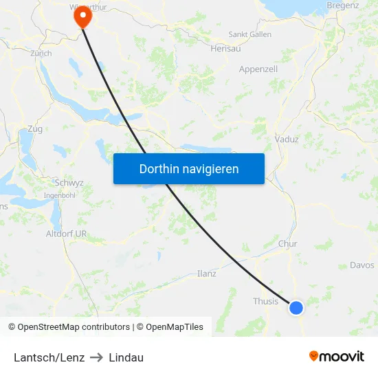 Lantsch/Lenz to Lindau map