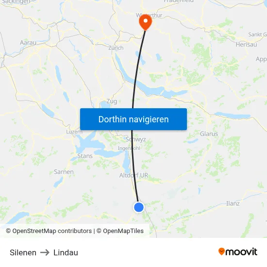 Silenen to Lindau map