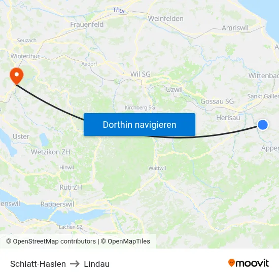 Schlatt-Haslen to Lindau map