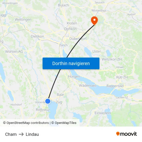 Cham to Lindau map