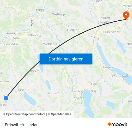 Ettiswil to Lindau map