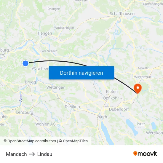 Mandach to Lindau map