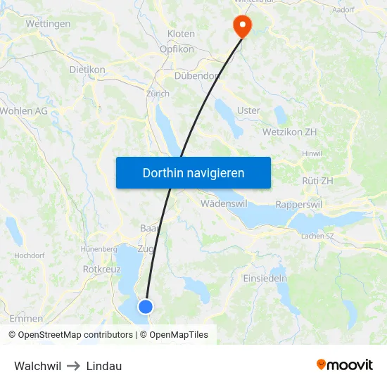 Walchwil to Lindau map