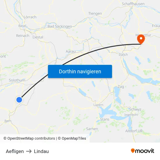 Aefligen to Lindau map