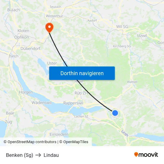 Benken (Sg) to Lindau map