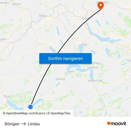Bönigen to Lindau map