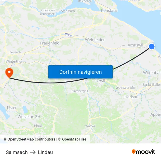 Salmsach to Lindau map