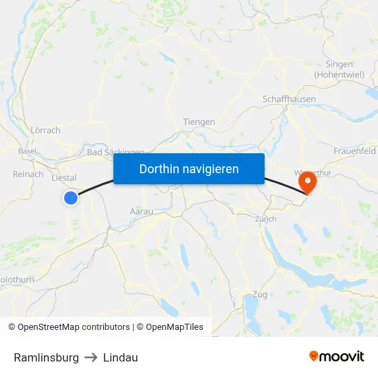 Ramlinsburg to Lindau map