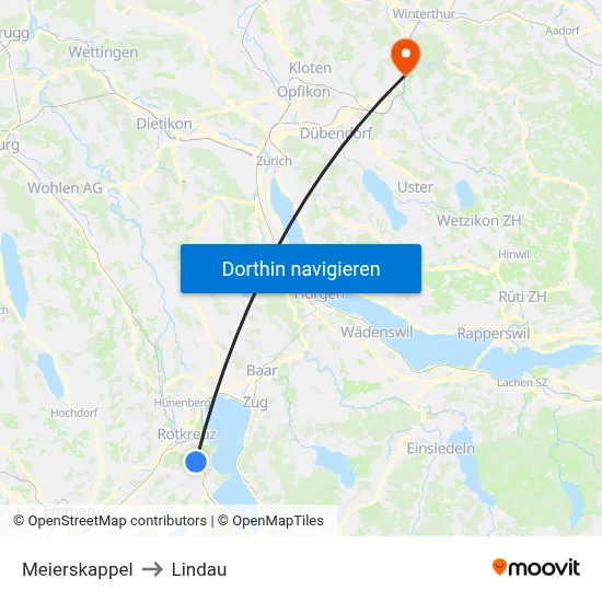 Meierskappel to Lindau map