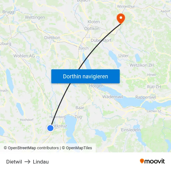 Dietwil to Lindau map