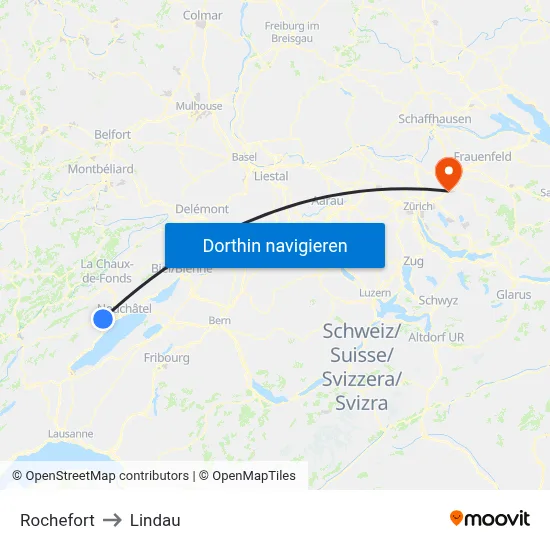 Rochefort to Lindau map