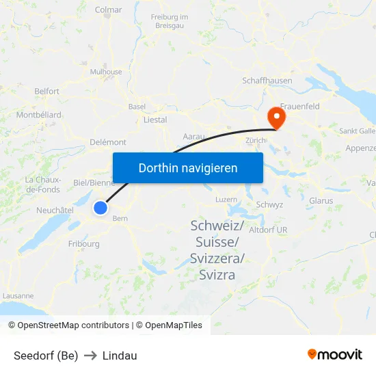 Seedorf (Be) to Lindau map