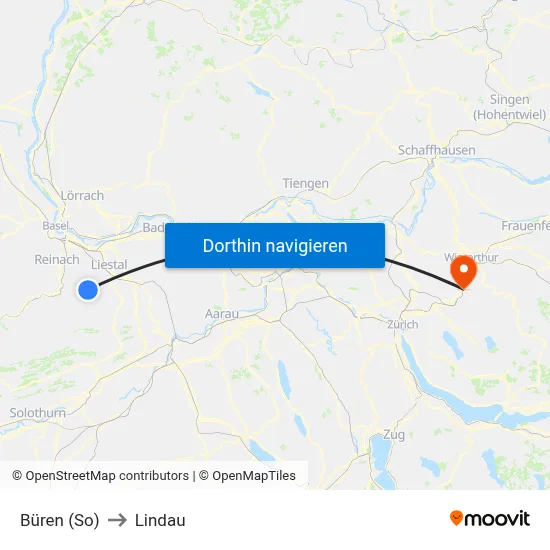 Büren (So) to Lindau map